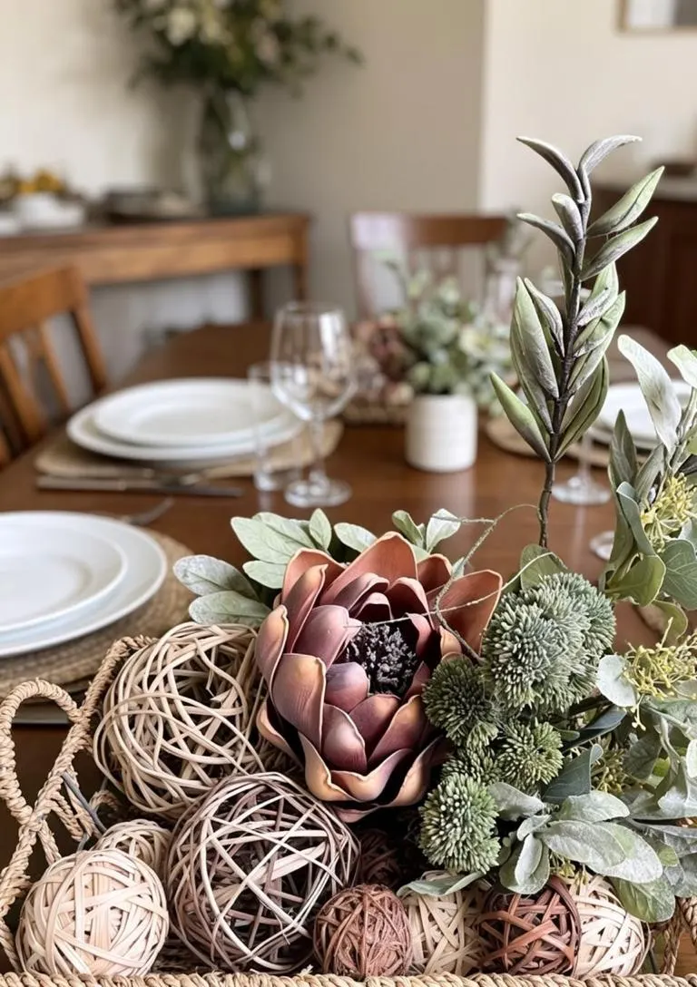Centro de mesa con protea y eucalipto